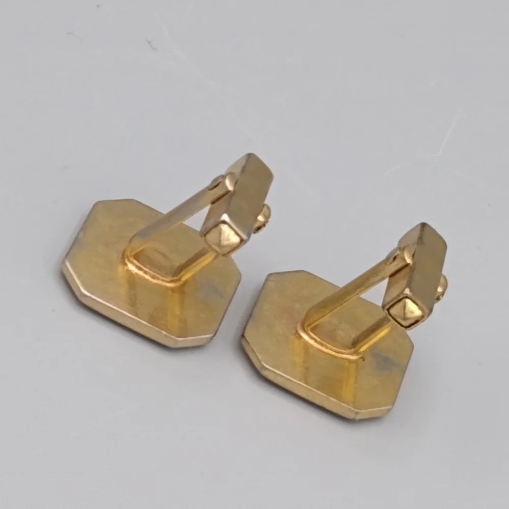 Gold Geometric Pyramid Cuff Links Vintage